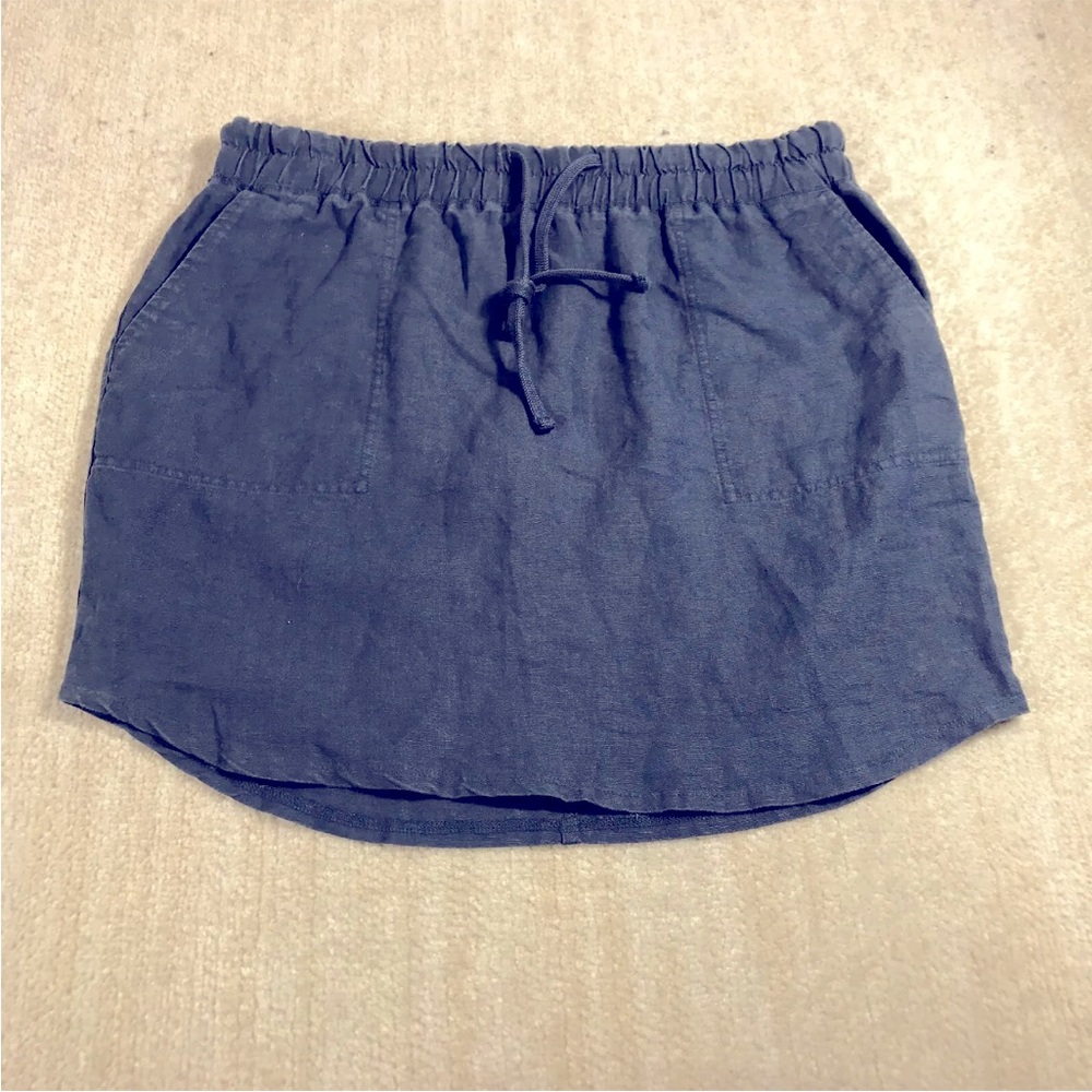 James Perse 4 L Grey Blue cute short Linen Skirt